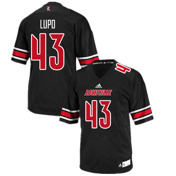 Men #43 Logan Lupo Louisville Cardinals College Football Jerseys Sale-Black - Click Image to Close